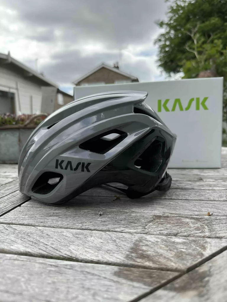 side profile of grey kask mojito 3 helmet on a table