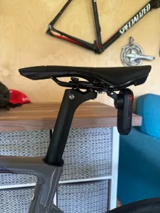 Garmin varia radar attached to a saddle mount