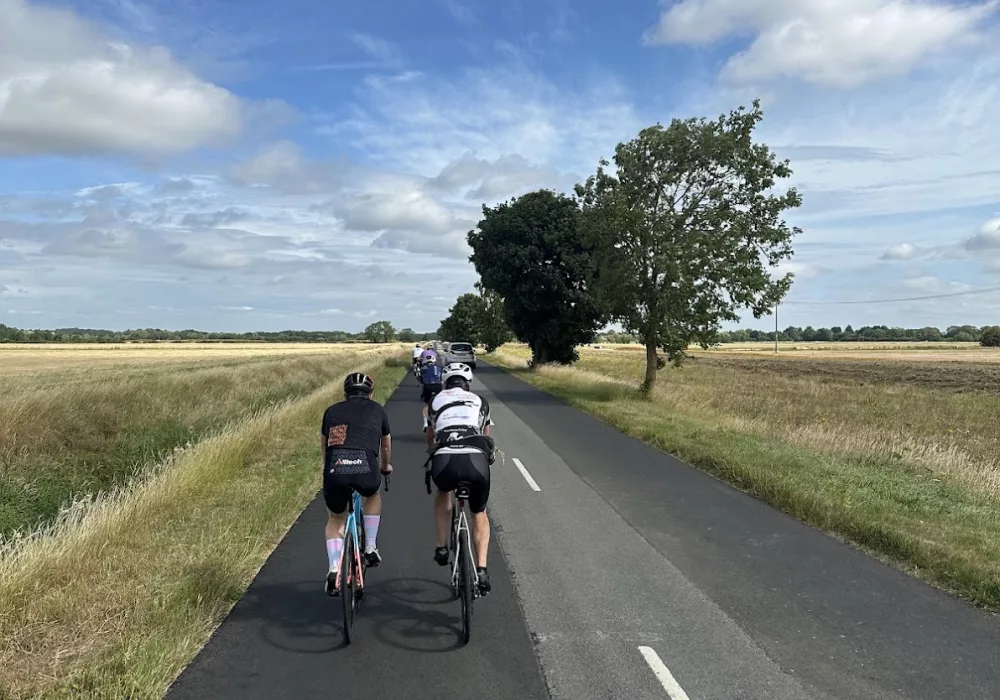 group ride on country road