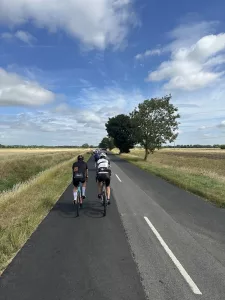 group ride on country road