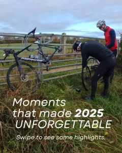 Image of two cyclists repairing a puncture