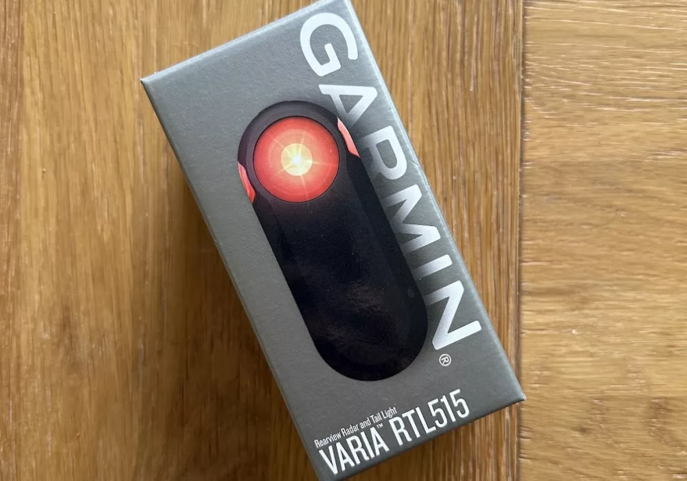 Garmin varia bike light box on table