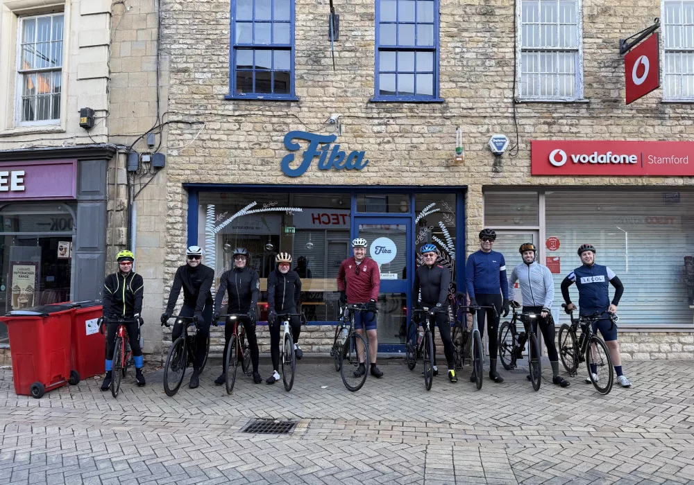 Cyclists getting ready to enjoy a ride