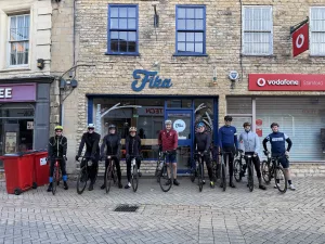 Cyclists getting ready to enjoy a ride