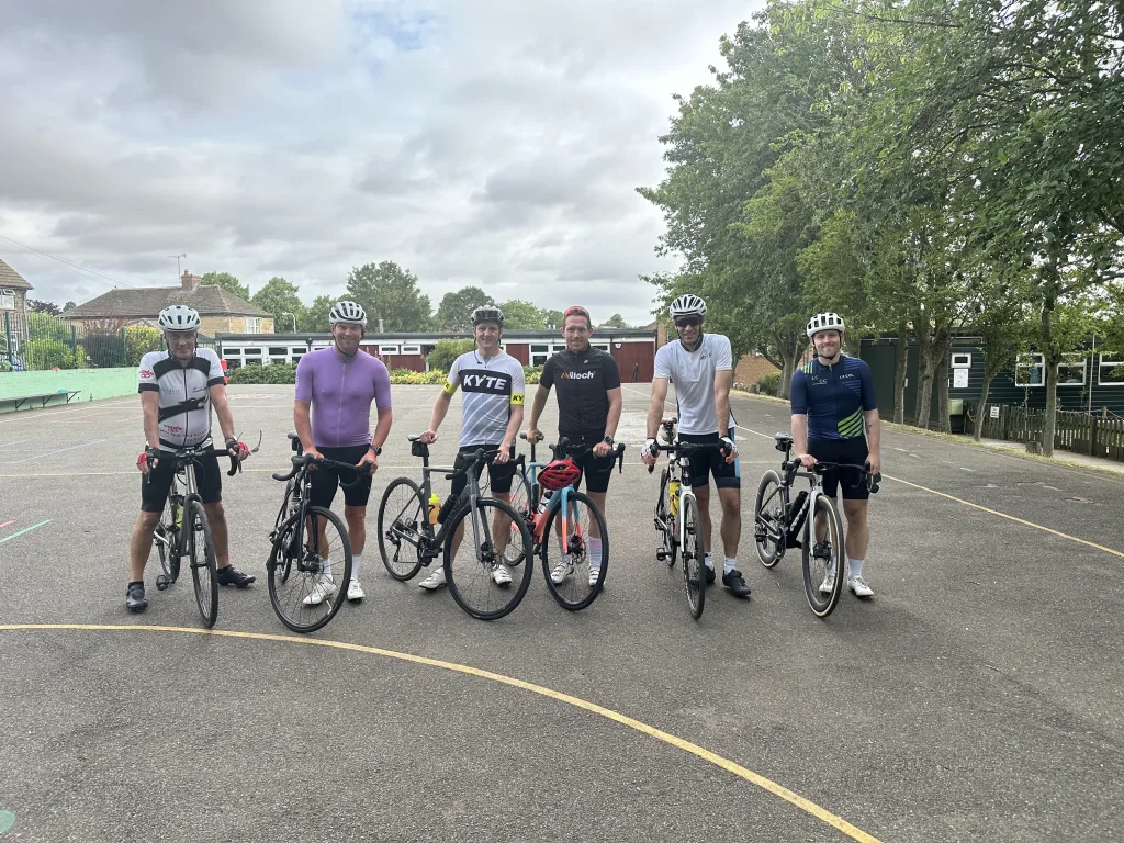 Stamford cycling preparing to ride for st gilberts school