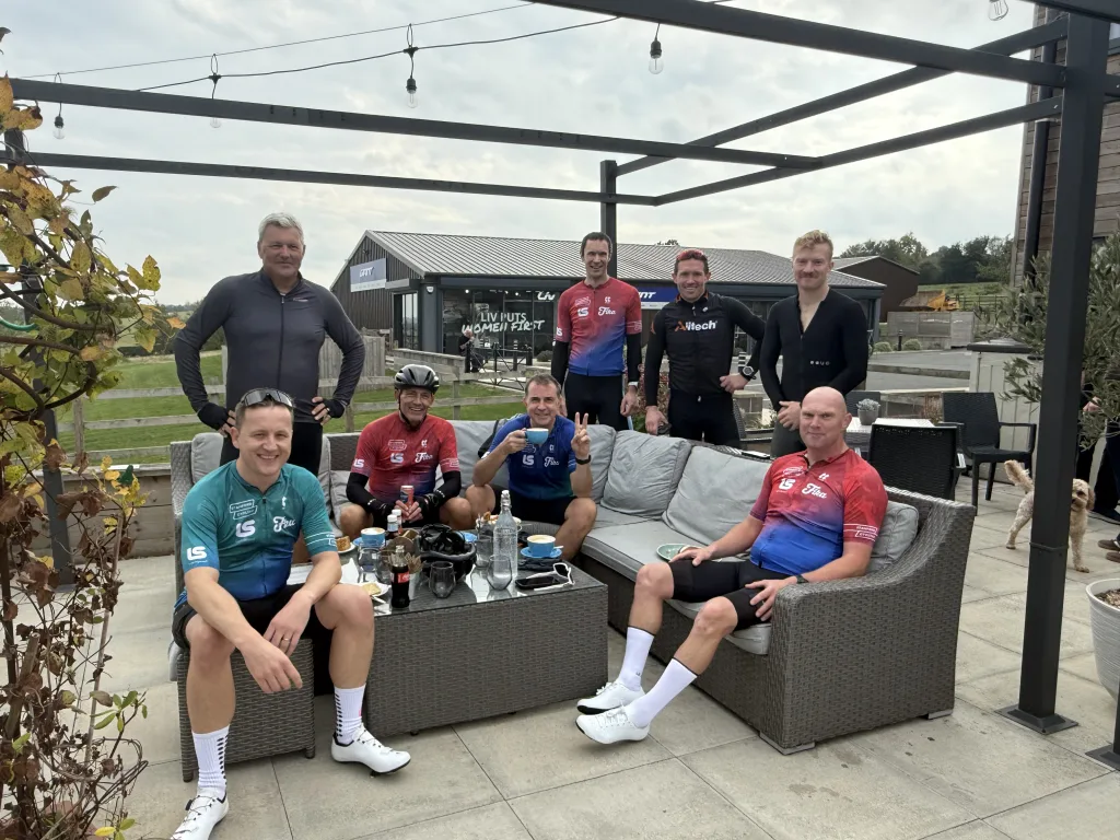 Stamford Cycling group photo at Cafe Ventoux