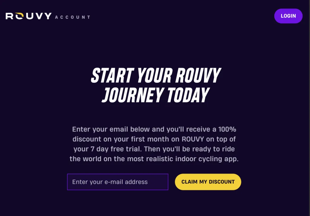 ROUVY free trial sign for 5 weeks with Stamford cycling