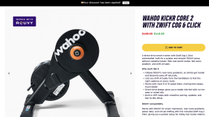 Stamford Cycling 10% discount on Wahoo KICKR CORE 2 with Zwift Cog & Click in ROUVY's basket